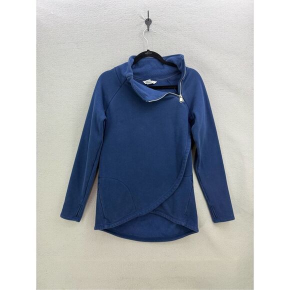 Athleta Womens Blue Cozy Karma Asym Zip Up Pullover Sweatshirt Size Small - Picture 8 of 8